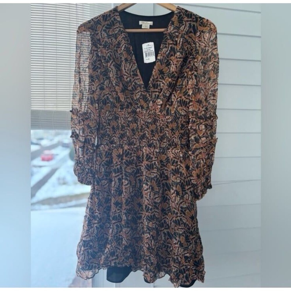 NWT Shoshana Black and Orange Long Sleeve Dress